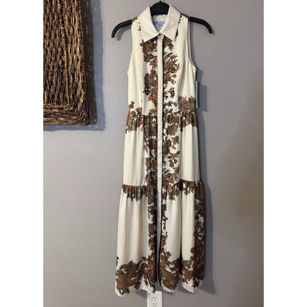 Antonio Melani Maxi Dress 0 XS Sleeveless Amber Waves Vanilla Sun Silky NEW $189 - Picture 7 of 14